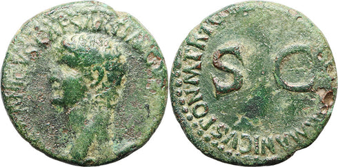 Ancient Roman coin of Germanicus as Caesar struck by the Emperor Caligula
